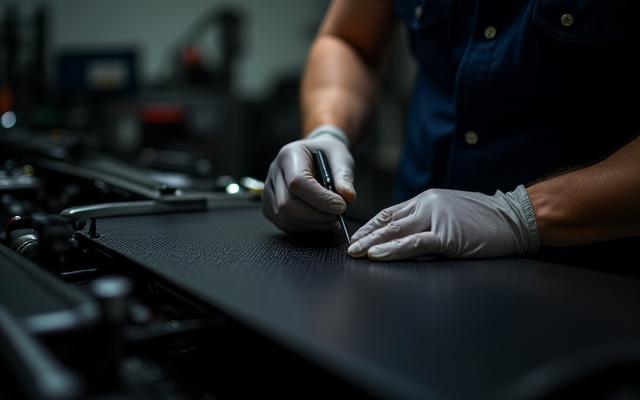 Artigiano specializzato al lavoro sulla carrozzeria di un'auto di lusso